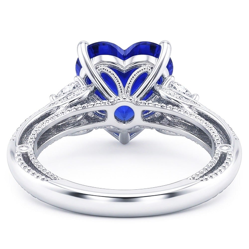 Natural Sapphire Ring 4.50ct - White Gold 14K