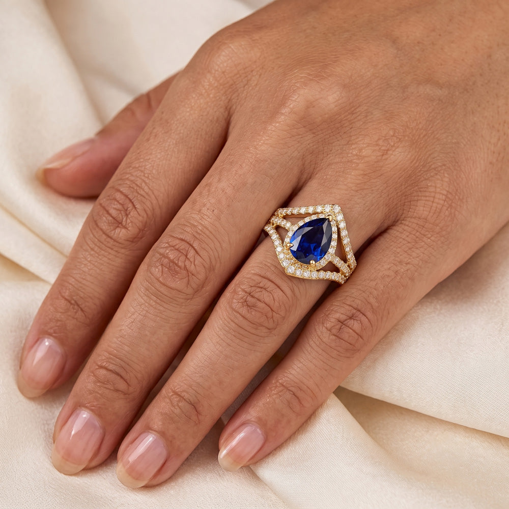 Natural Sapphire Ring 4.50ct - Yellow Gold 14K