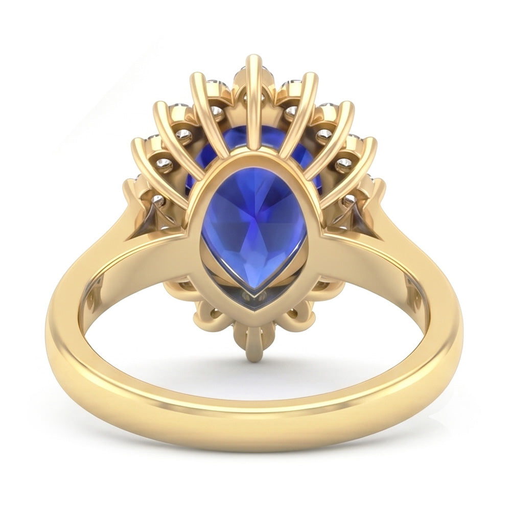 Natural Sapphire Ring 4ct - Yellow Gold 14K