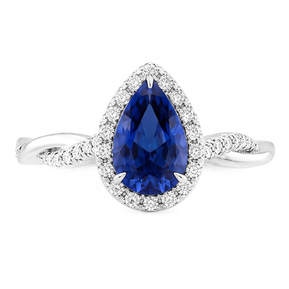 Natural Sapphire Ring 5.50ct - White Gold 14K