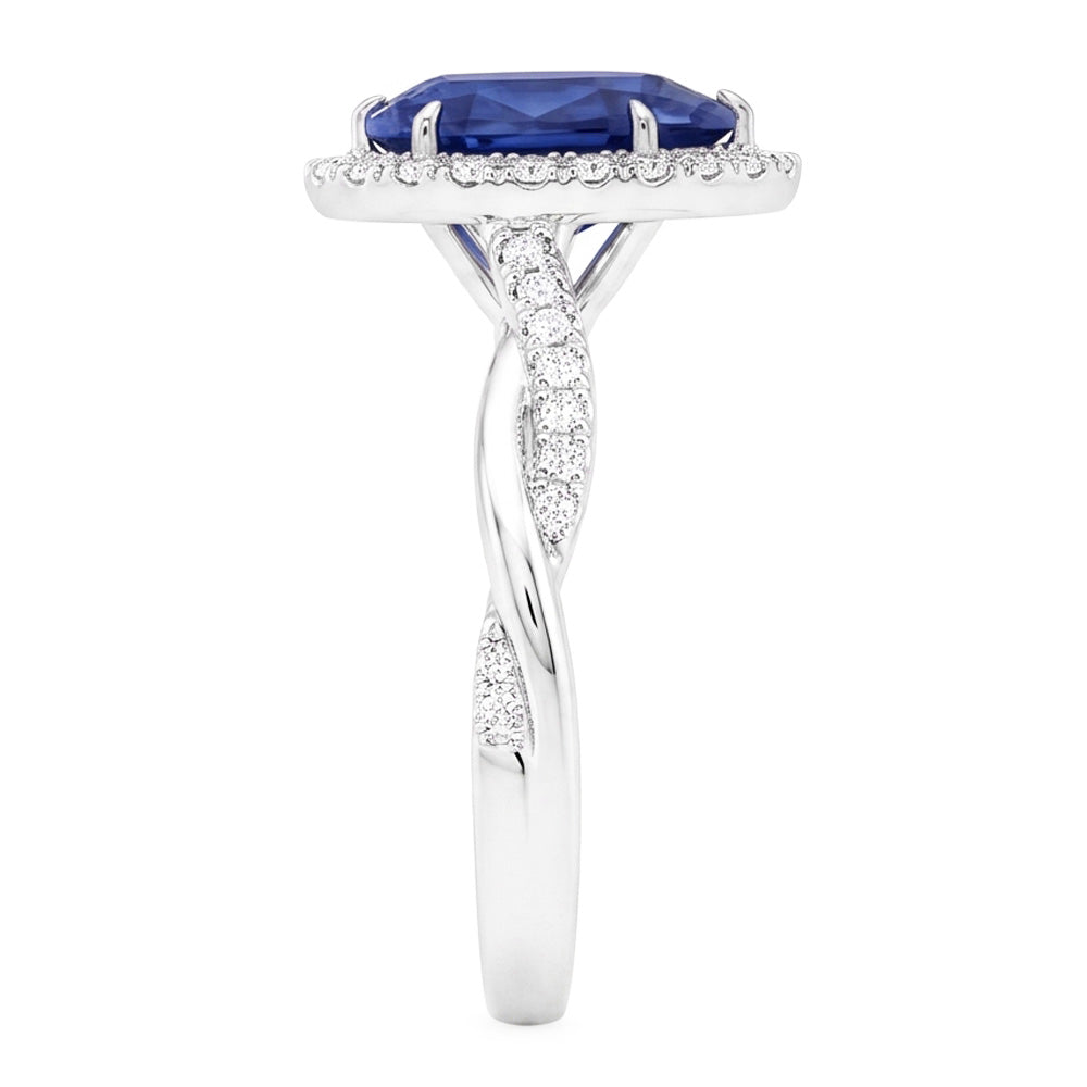 Natural Sapphire Ring 5.50ct - White Gold 14K