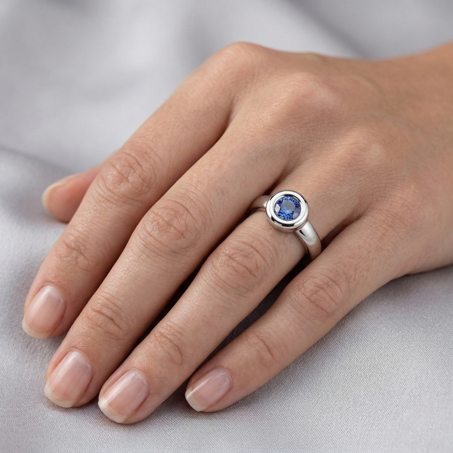 Natural Real ( Not Lab Grown ) Solitaire Ceylon Sapphire Round 1 Ct. Ring Gold Jewelry