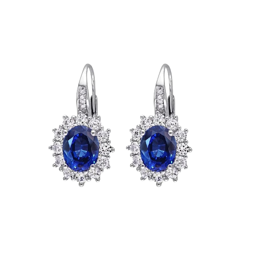 Natural Earth Mined Diamond And Blue Sapphire 3.80 Carats Ladies Hoop Earring White Gold