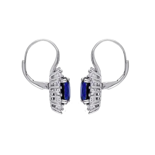 Natural Earth Mined Diamond And Blue Sapphire 3.80 Carats Ladies Hoop Earring White Gold