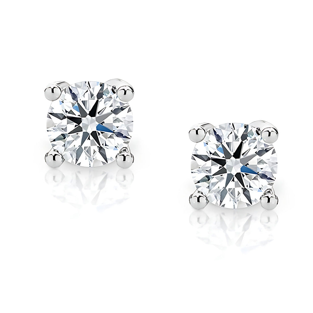 Natural Earth Mined Diamond Ladies Studs Earrings 1.50 Carats 14K White Gold