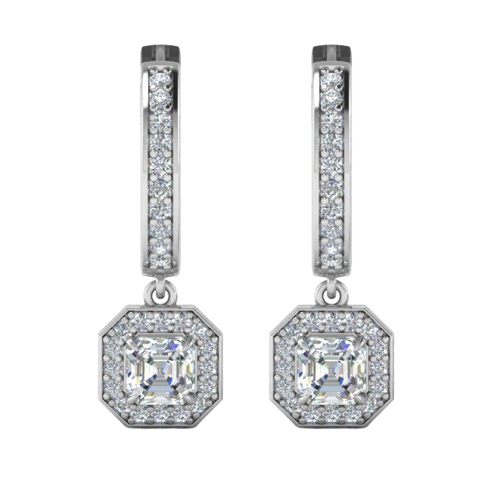New Real Natural Earth Mined Diamond Women Dangle Earrings Prong Set 3 Carat White Gold 14K