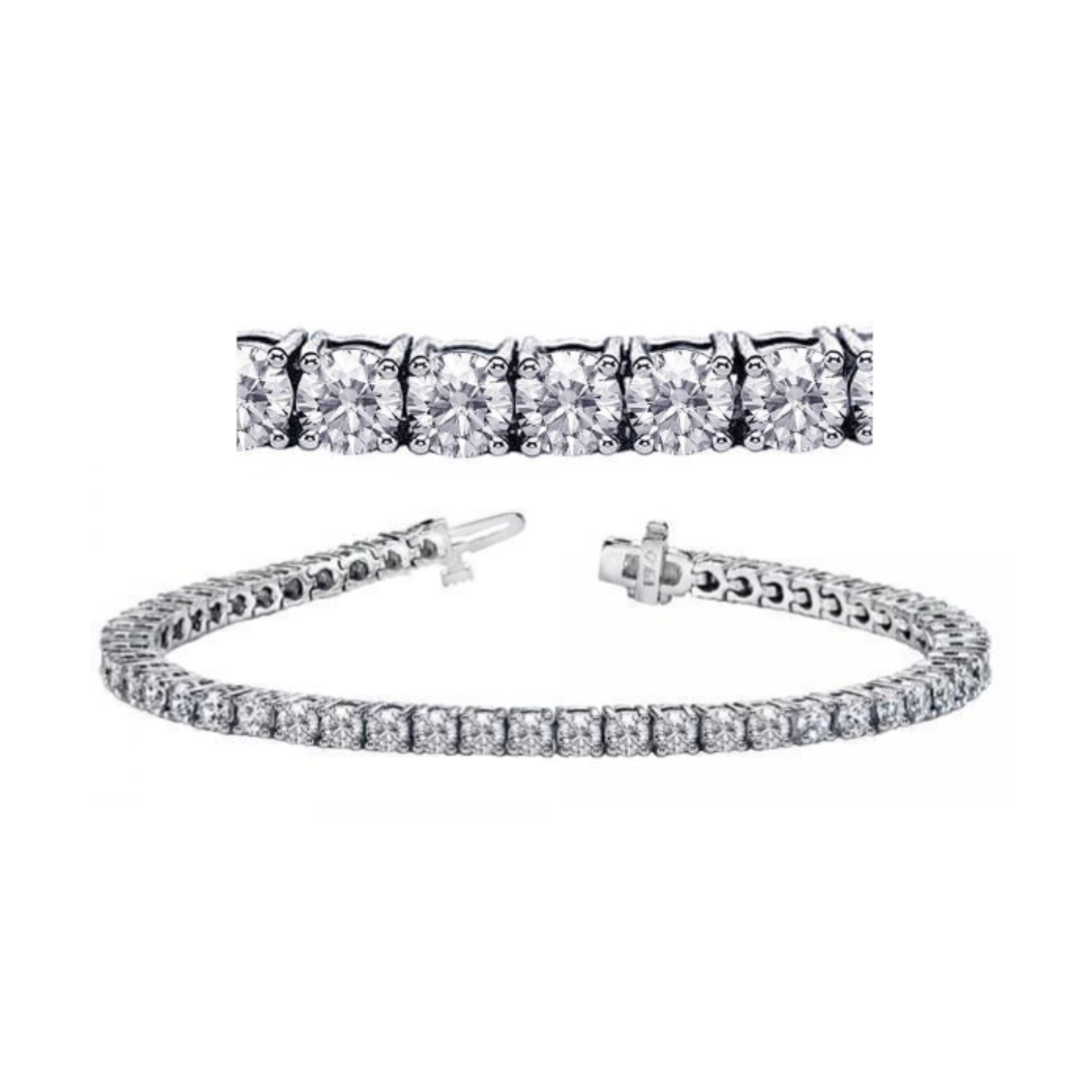 New Round Cut Lab Grown Diamond Tennis Bracelet 5 Carat White Gold