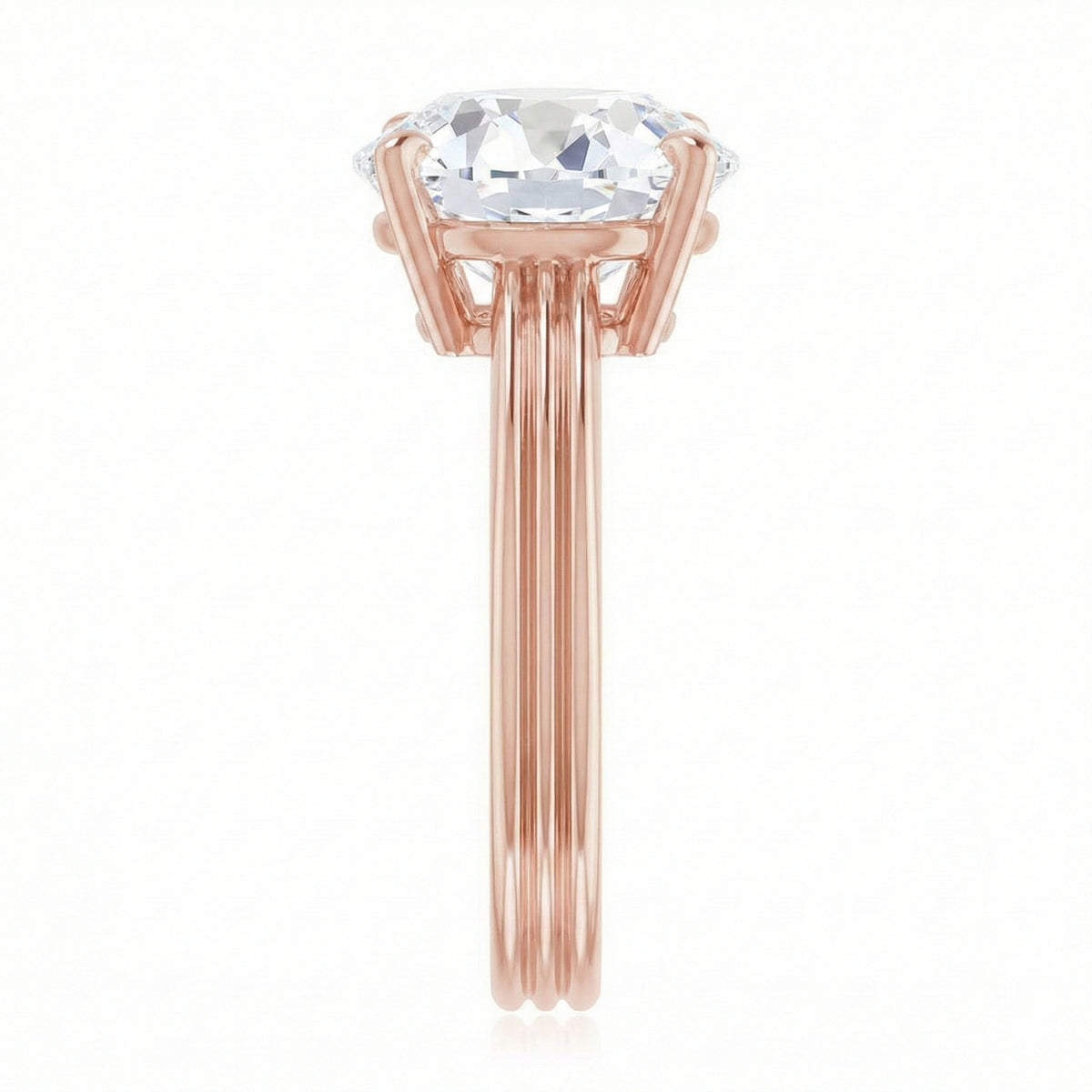Old Mine Cut Real Natural Earth Mined Diamond Solitaire Ring 5 Carats Rose Gold Jewelry