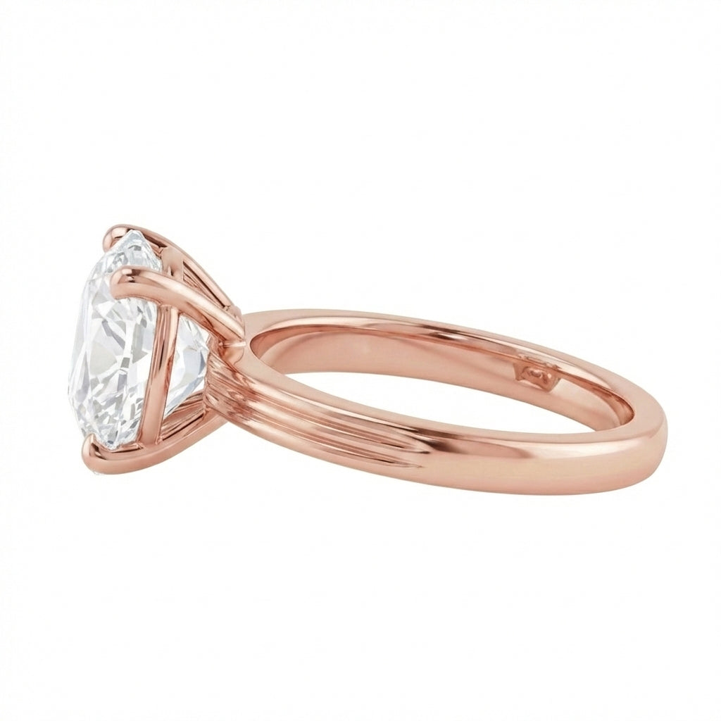 Old Mine Cut Real Natural Earth Mined Diamond Solitaire Ring 5 Carats Rose Gold Jewelry
