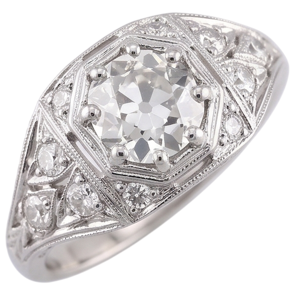 Old Miner Real Natural Earth Mined Diamond Ring 2 Carats White Gold 14K