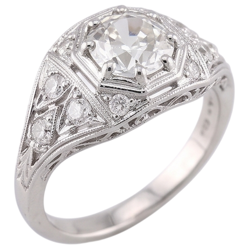 Old Miner Real Natural Earth Mined Diamond Ring 2 Carats White Gold 14K