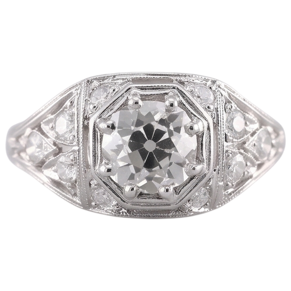 Old Miner Real Natural Earth Mined Diamond Ring 2 Carats White Gold 14K