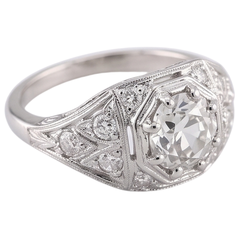 Old Miner Real Natural Earth Mined Diamond Ring 2 Carats White Gold 14K