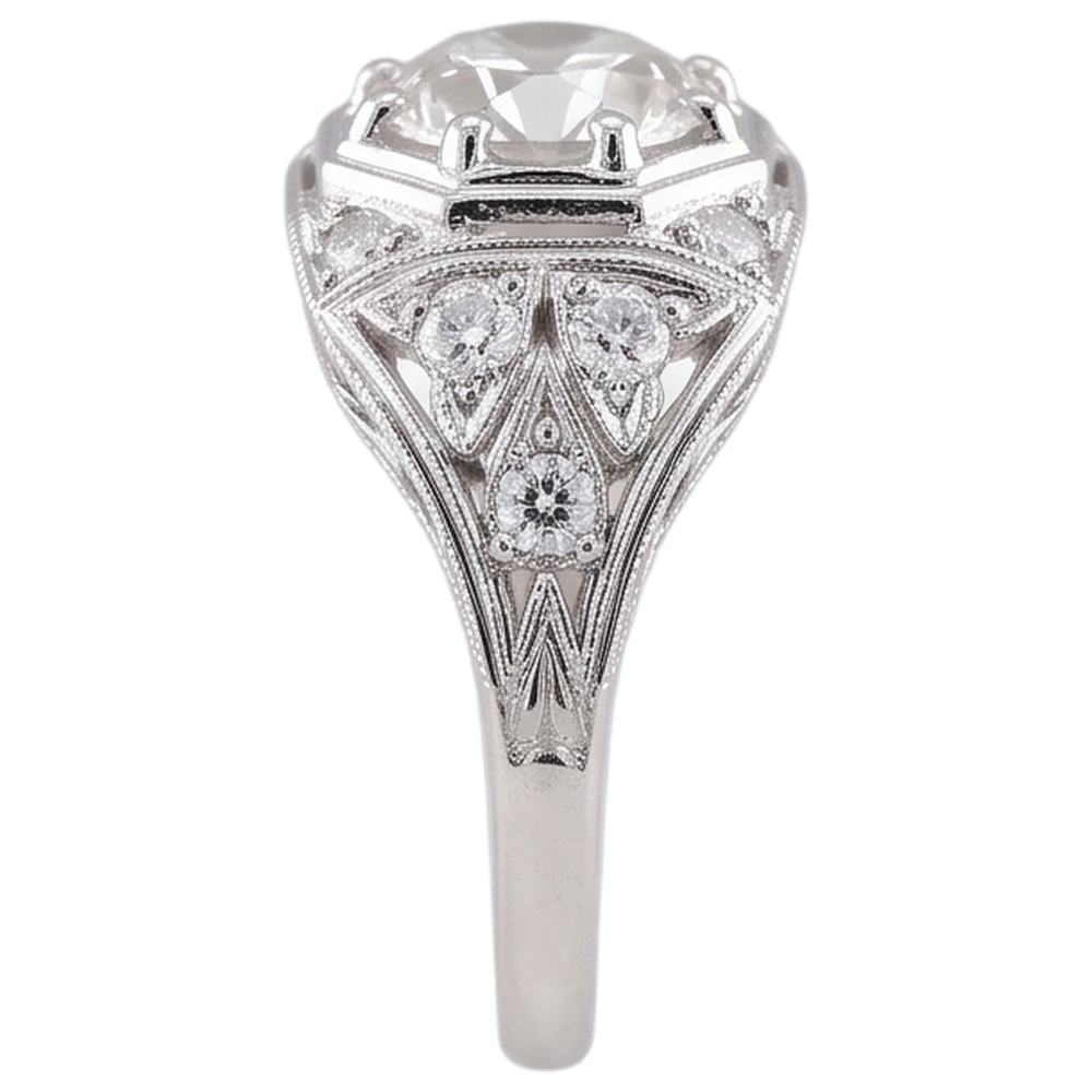 Old Miner Real Natural Earth Mined Diamond Ring 2 Carats White Gold 14K