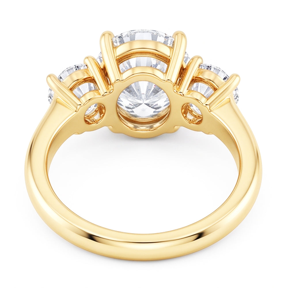 Oval 3 Carat Natural Real Diamond ( Not Lab Grown ) Three Stone Engagement Ring Yellow Gold Jewelry