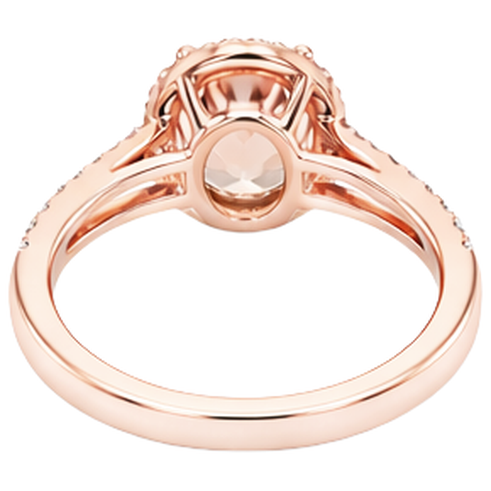 Oval And Round Cut 19.75 Ct Morganite With Natural Earth Mined Diamonds Ring Two Tone Gold