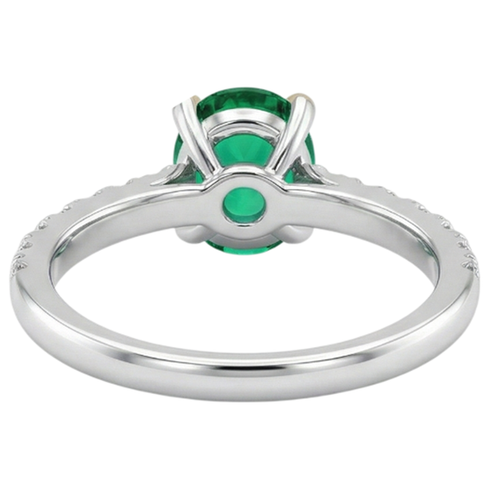 Natural Real ( Not Lab Grown ) Oval Cut Green Emerald GIA And Diamond Ring Lady’s Jewelry