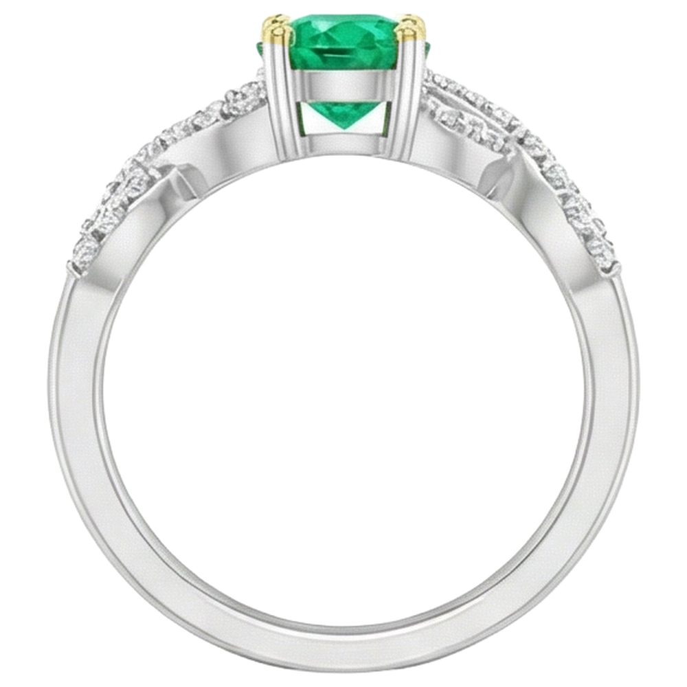Natural Real ( Not Lab Grown ) Oval Cut Green Emerald GIA Anniversary Ring