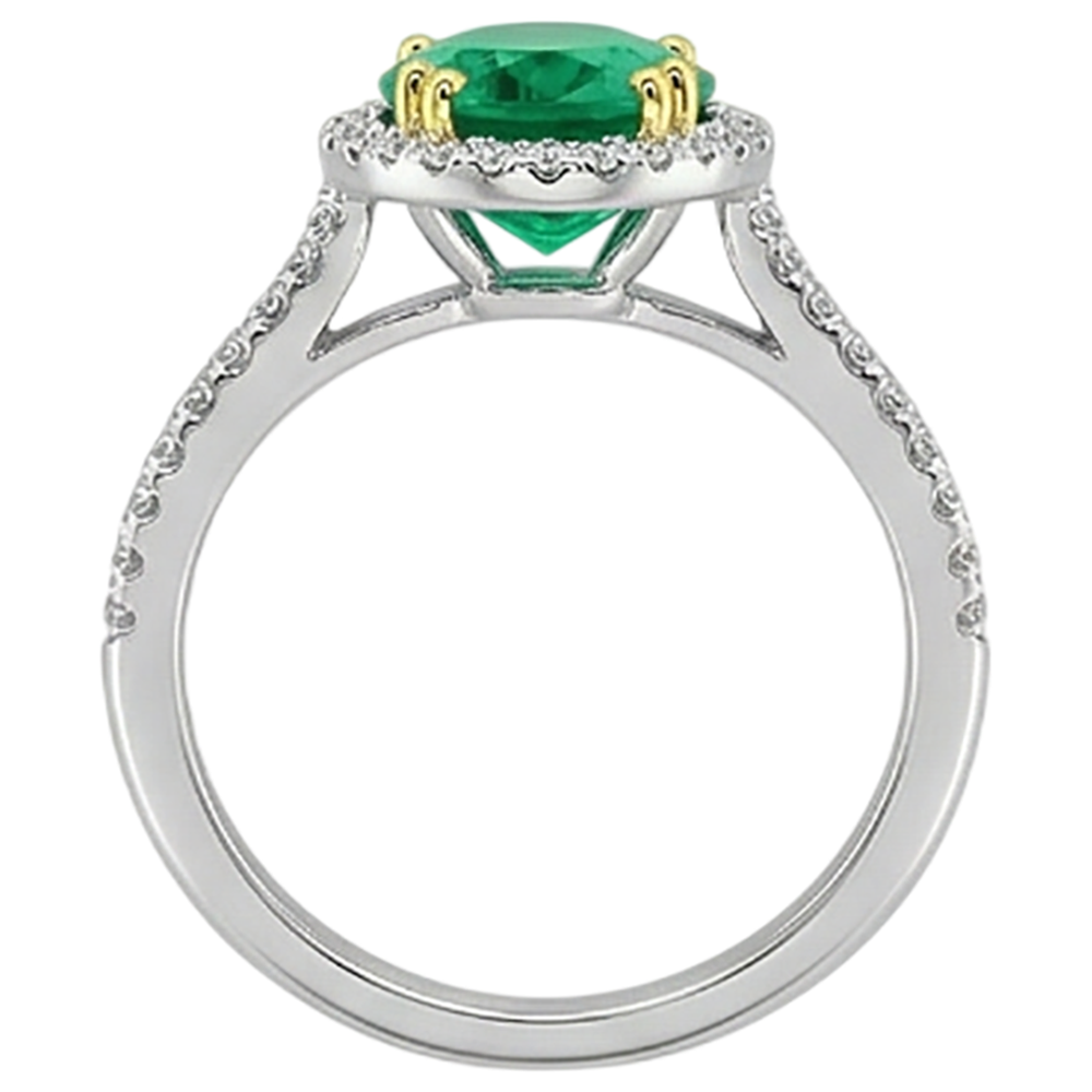 Natural Real ( Not Lab Grown ) Oval Cut Green Emerald GIA Halo Ring Designer Jewelry