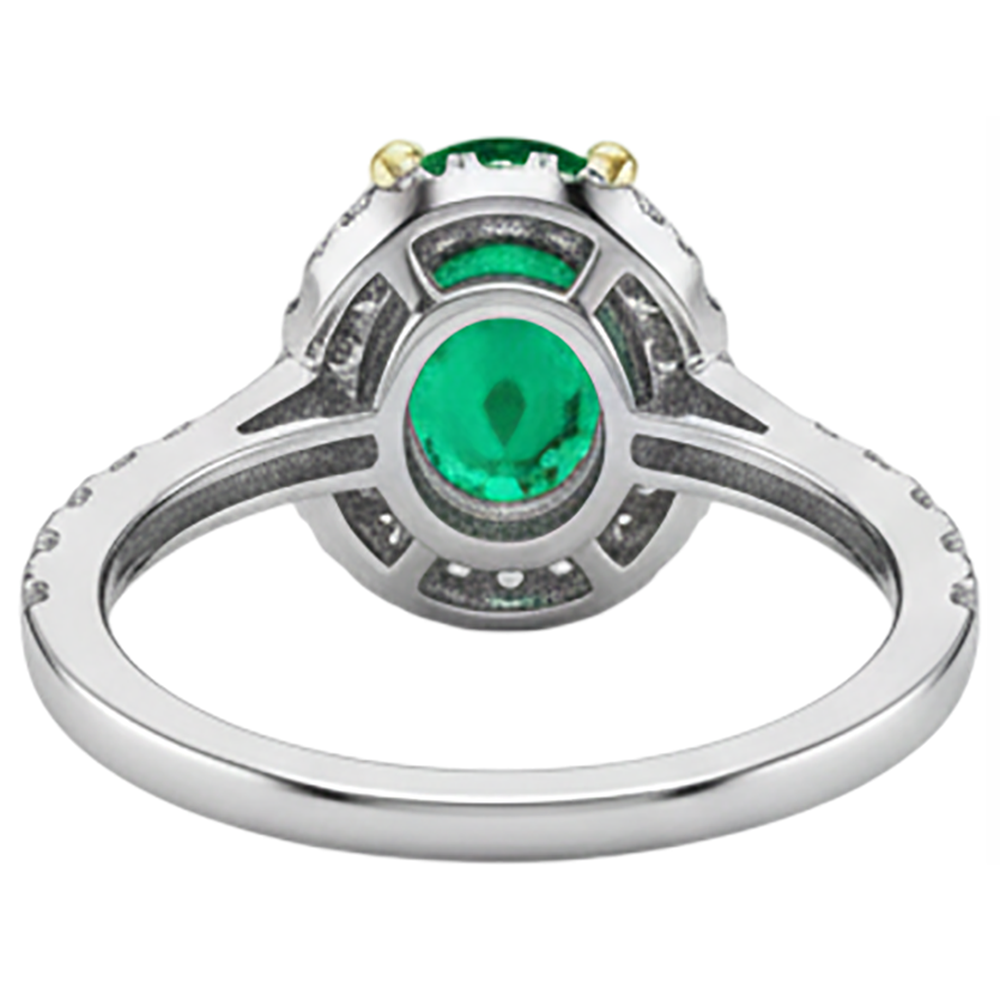 Natural Real ( Not Lab Grown ) Oval Cut Green Emerald GIA Halo Ring Prong Set Women’s Jewelry