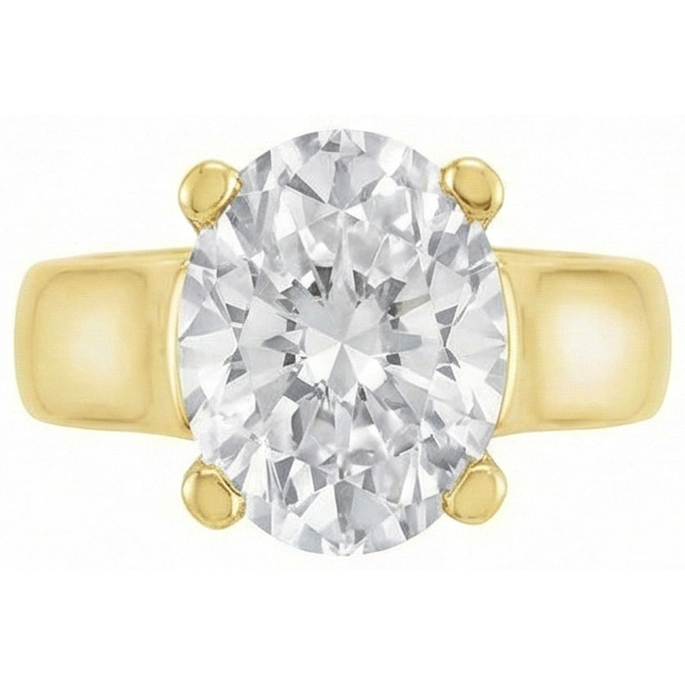 Oval Cut Old Miner Natural Diamond Ring Thick Shank 5 Carats