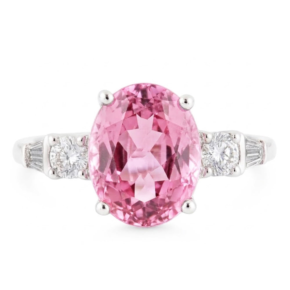 Oval Cut Pink Kunzite And Natural Earth Mined Diamond 16.25 Carats Ring Gold