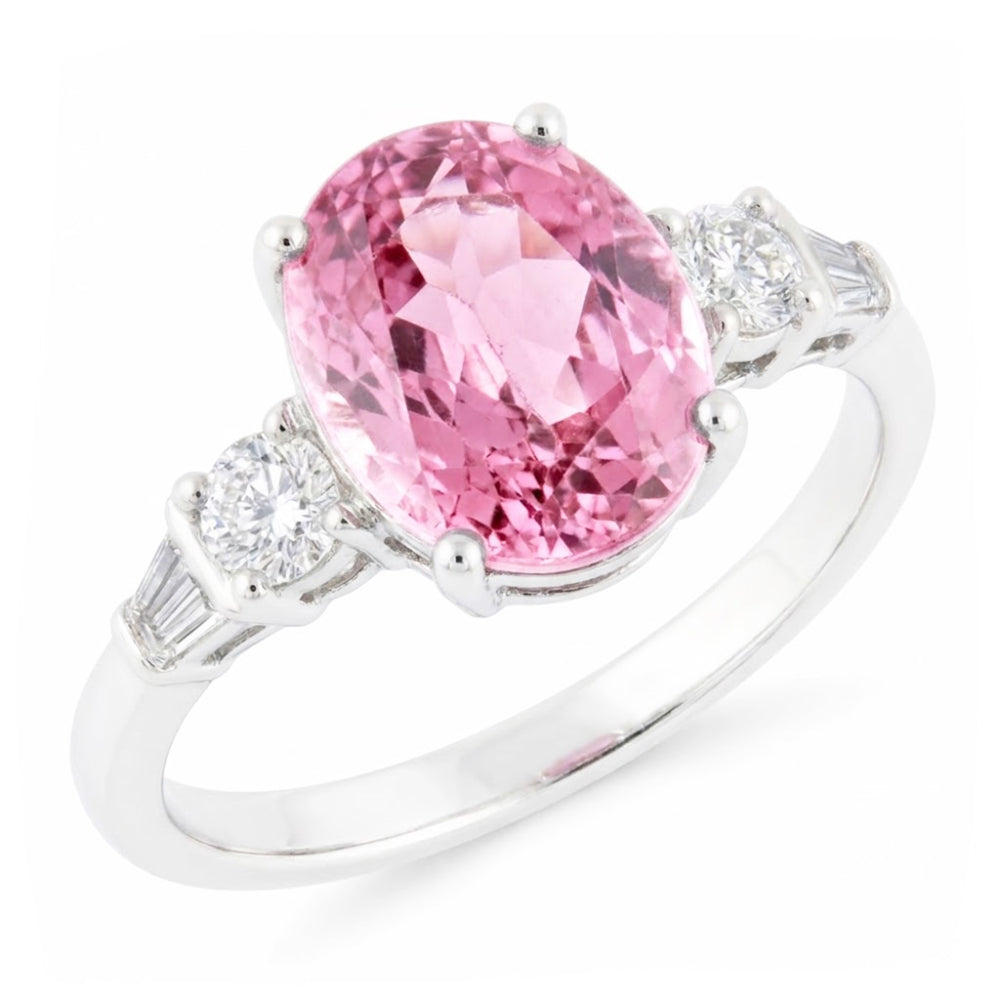 Oval Cut Pink Kunzite And Natural Earth Mined Diamond 16.25 Carats Ring Gold