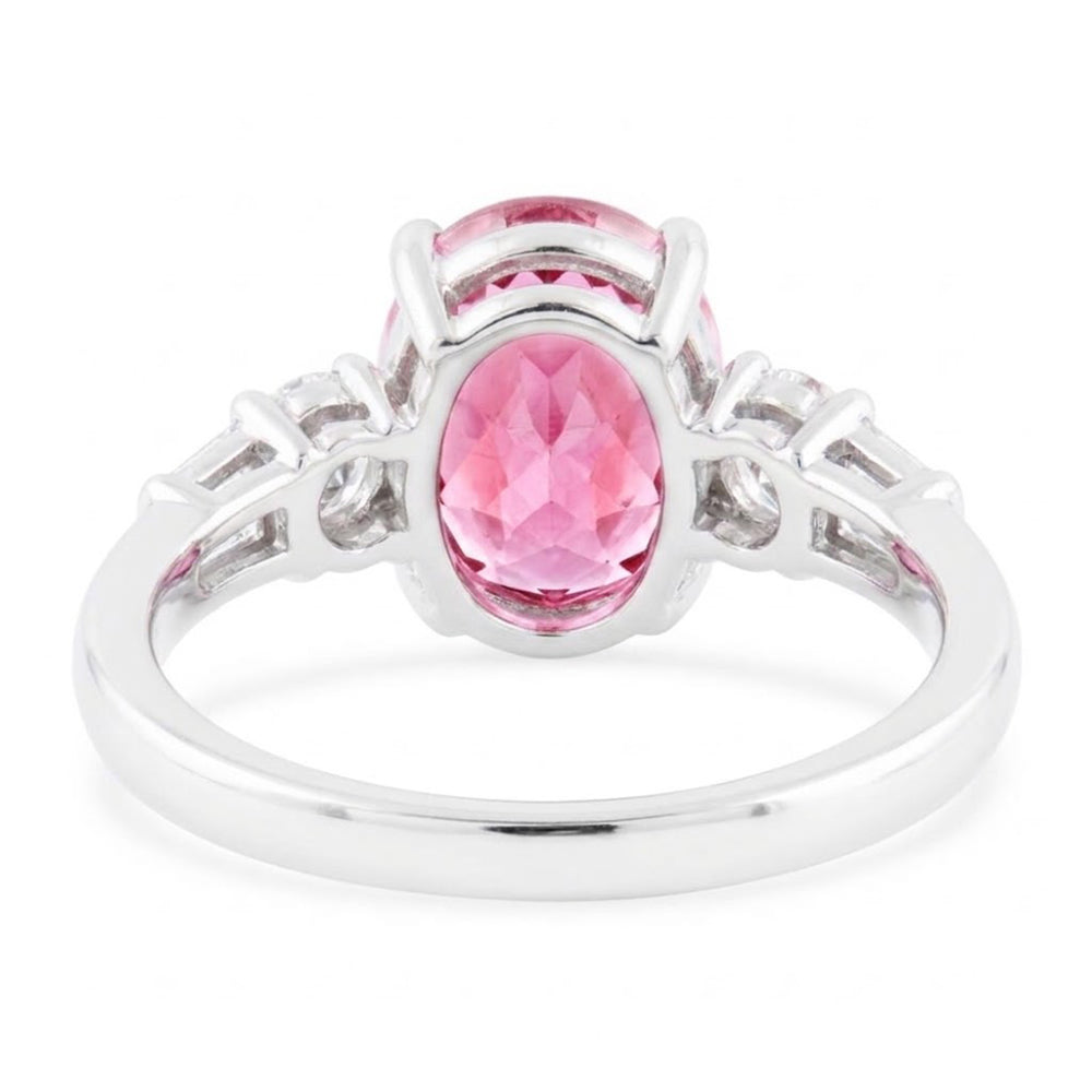 Oval Cut Pink Kunzite And Natural Earth Mined Diamond 16.25 Carats Ring Gold