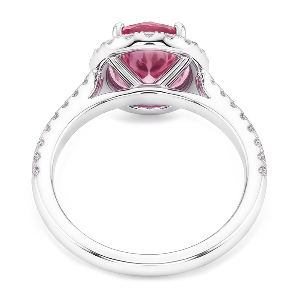 Oval Cut Pink Sapphire & Round Natural Earth Mined Diamonds 2.25 Ct Ring 14K White Gold