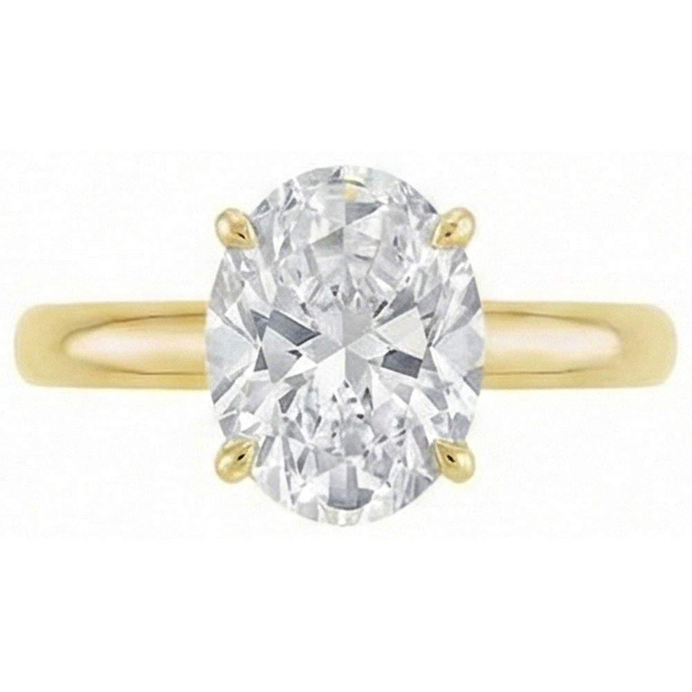 Oval Cut Solitaire Engagement Ring 4 Carats Yellow Gold Earth Mined Natural Real Diamond ( Not Lab Grown )