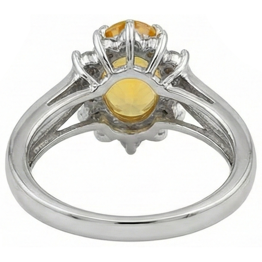 Oval Cut Yellow Sapphire And Round Natural Earth Mined Diamonds Wedding Ring Gold 14K