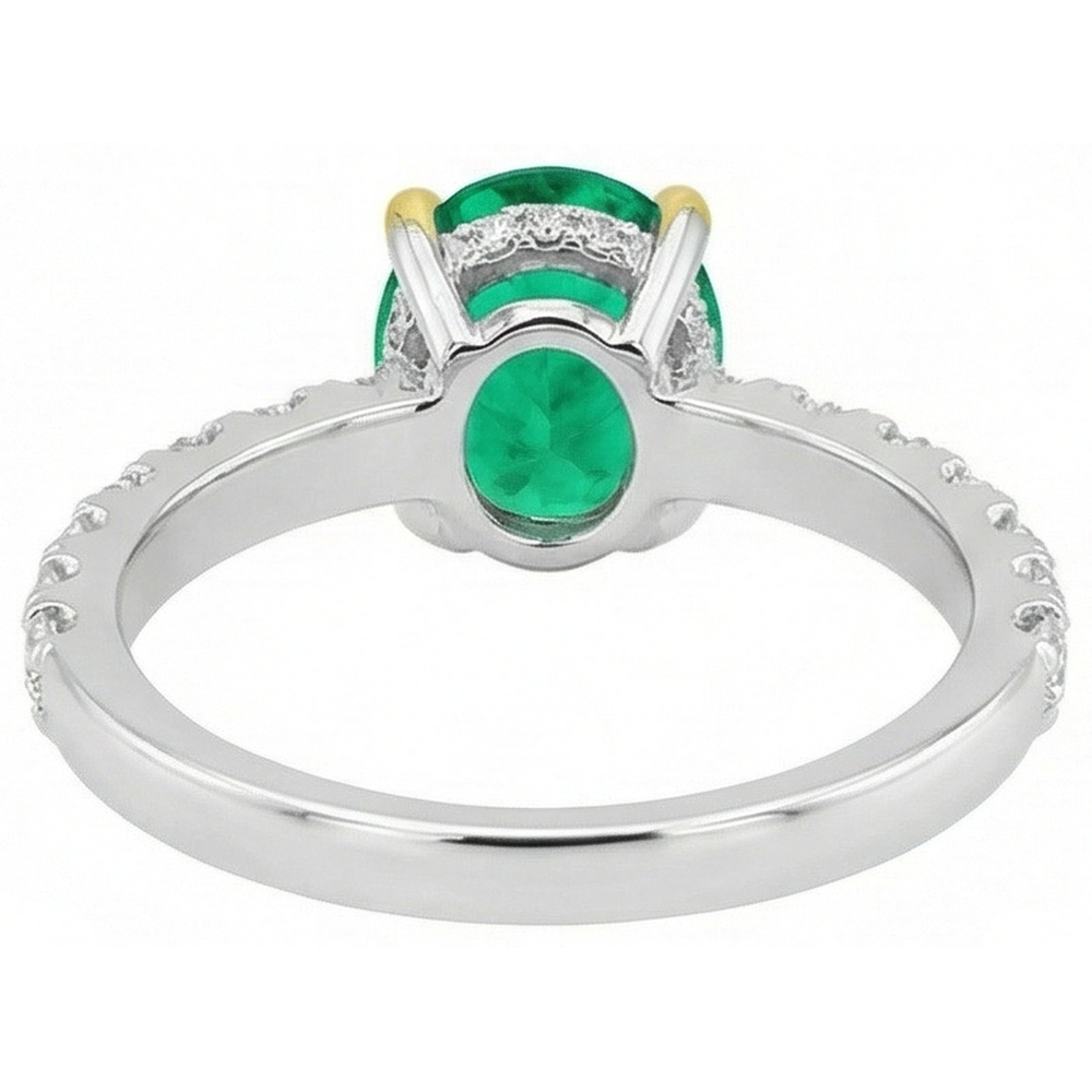 Natural Real ( Not Lab Grown ) Oval Green Emerald GIA Ring