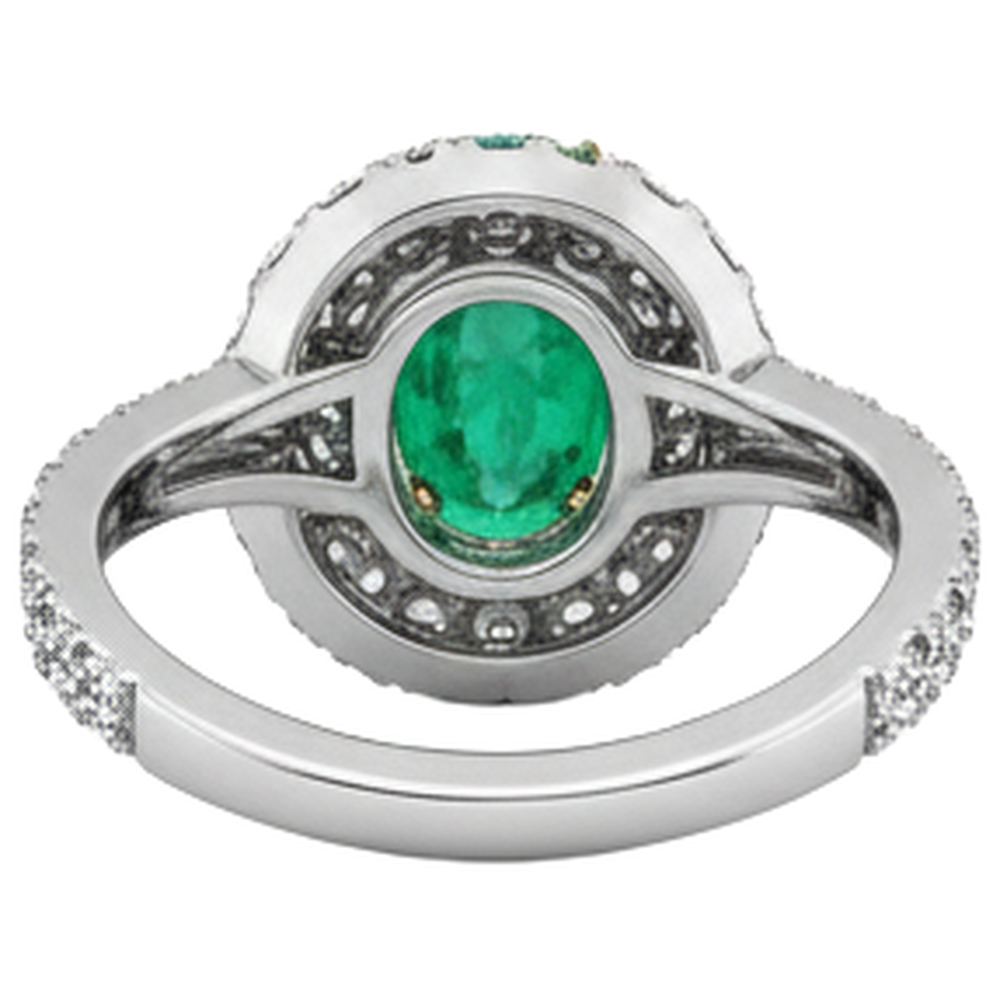 Natural Real ( Not Lab Grown ) Oval Green Emerald GIA Ring Round Diamond Double Halo Jewelry