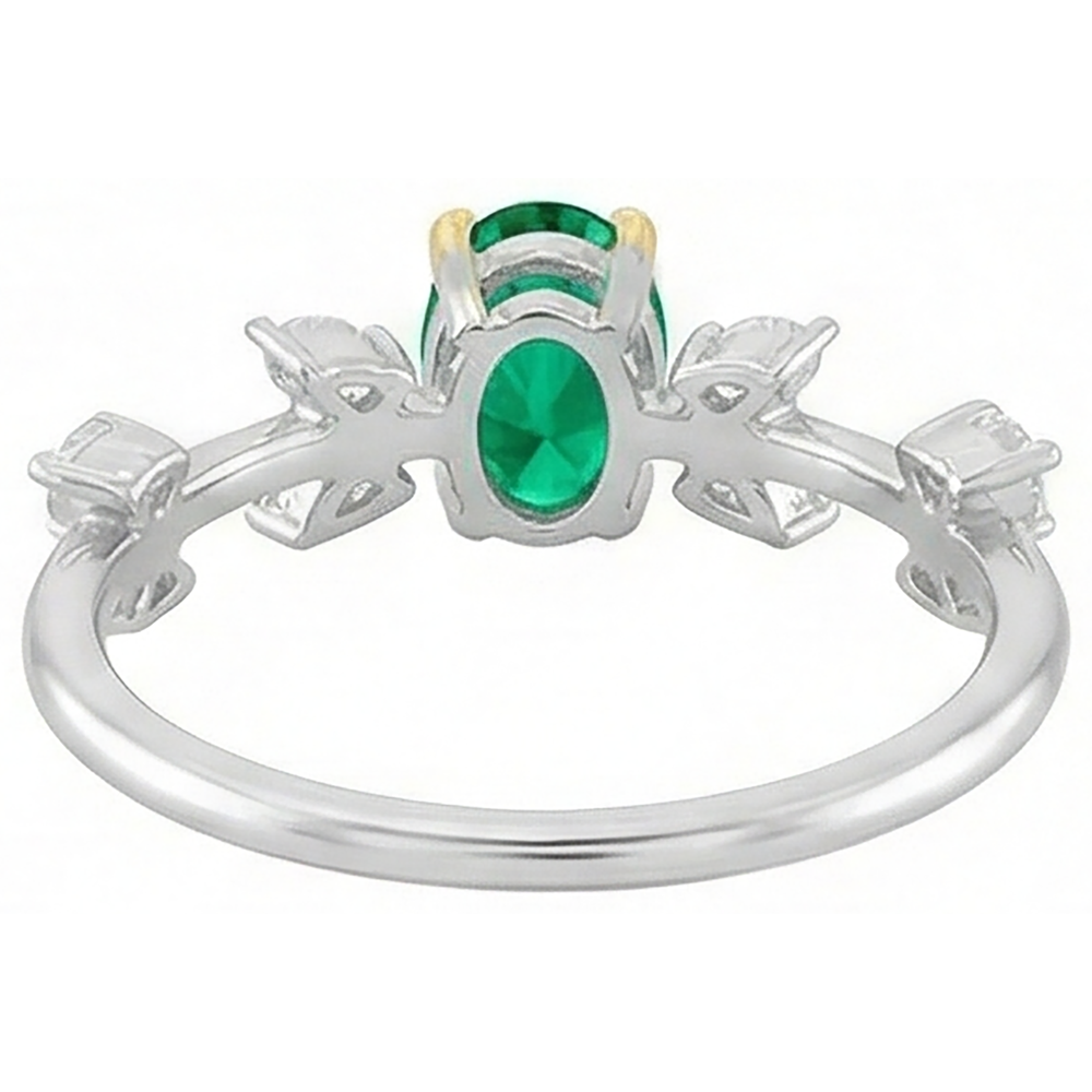 Natural Real ( Not Lab Grown ) Oval Green Emerald GIA Ring Unique Design Diamond Jewelry