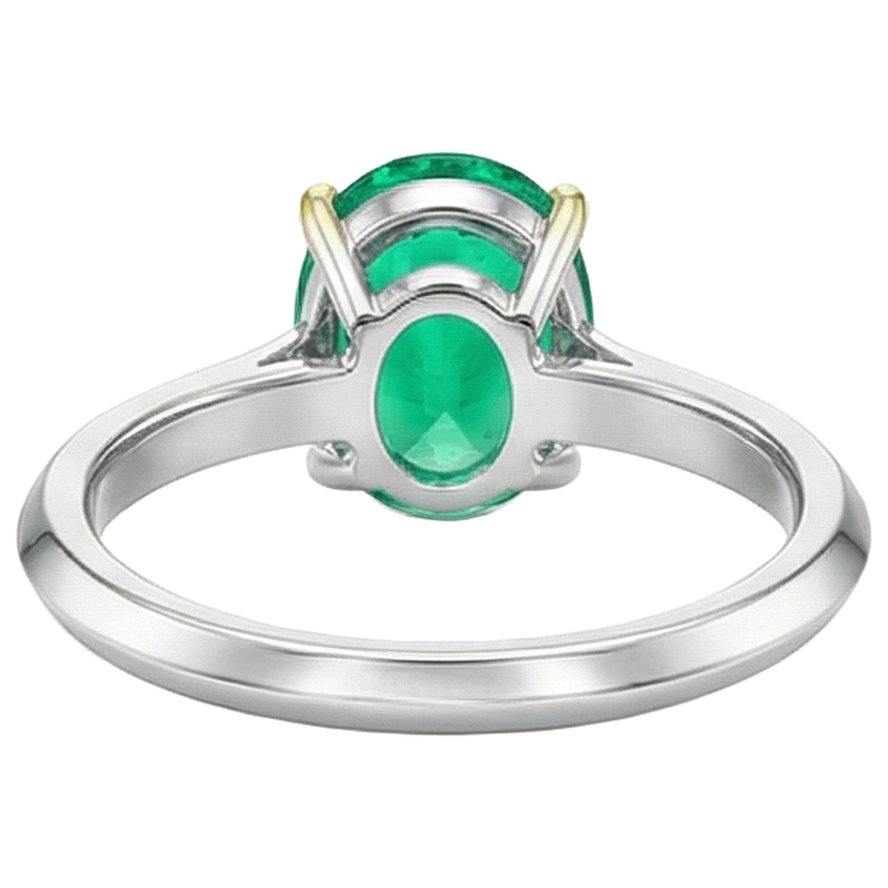 Natural Real ( Not Lab Grown ) Oval Green Emerald GIA Solitaire Ring For Women