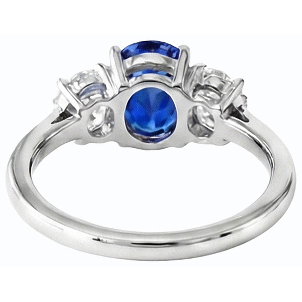 Oval Natural Earth Mined Diamond Anniversary Ring Blue Sapphire Stone 2.50 Carats