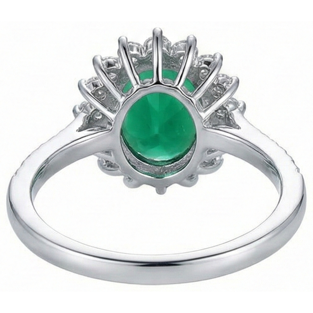 Oval Shape Green Emerald GIA And Natural Earth Mined Diamond Ring White Gold 14K 5.75 Ct