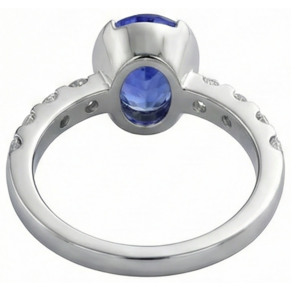 Oval Tanzanite AAA And Natural Earth Mined Diamonds Ring White Gold 4.50 Carat Jewelry