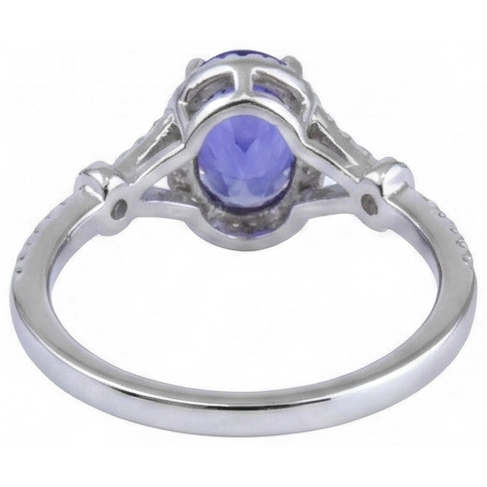 Oval Tanzanite And Round Natural Earth Mined Diamonds 3.60 Ct. Wedding Ring White Gold