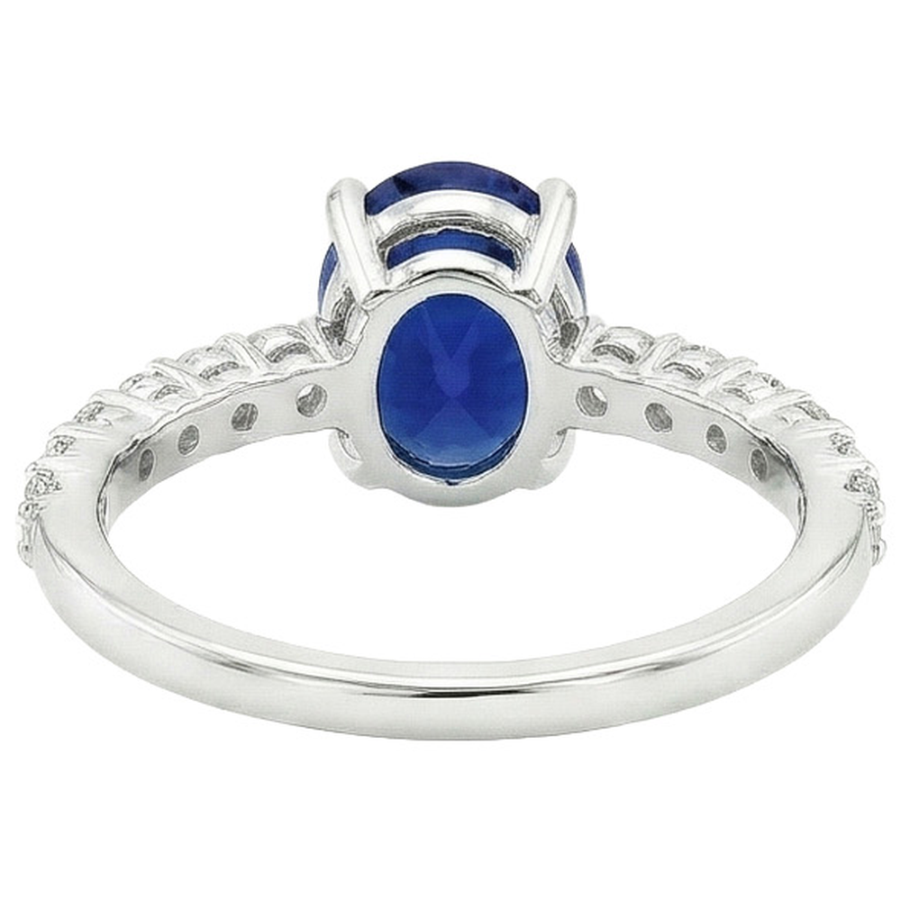 Oval & Round Natural Earth Mined Diamond Solitaire Ring SriLanka Sapphire Accents 5 Carats