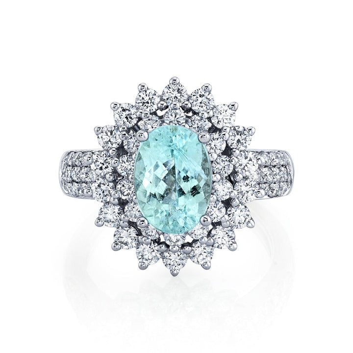 Natural Real ( Not Lab Grown ) Oval Paraiba Cocktail Ring Sparkle