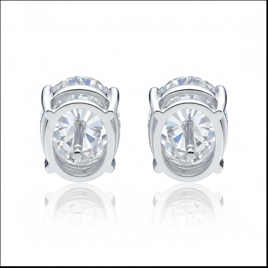 Oval Cut Natural Real ( Not Lab Grown ) Diamond Stud Earrings 5 Ct White Gold Fine Jewelry