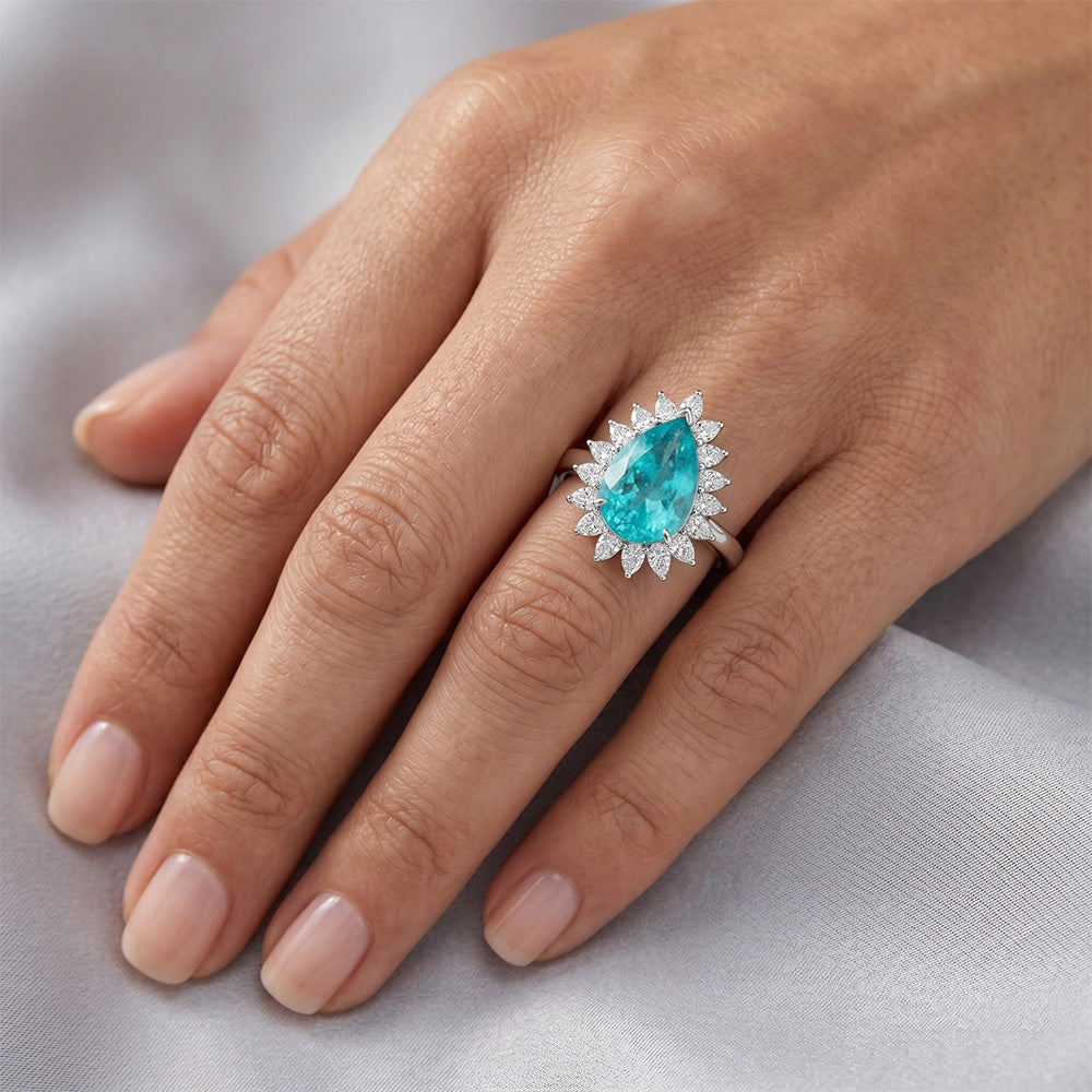 Paraiba Tourmaline Halo Engagement Ring – VVS Clarity 5 ct 14K