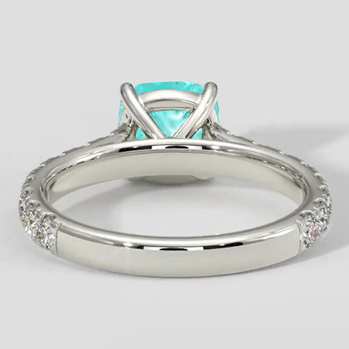Natural Real ( Not Lab Grown ) Paraiba Ring Round Cut 1.75 Carats