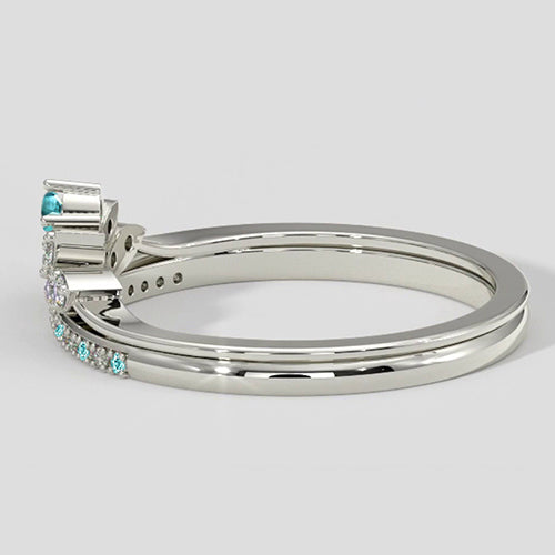 Natural Real ( Not Lab Grown ) Paraiba Tourmaline & Diamond Crown Band Set