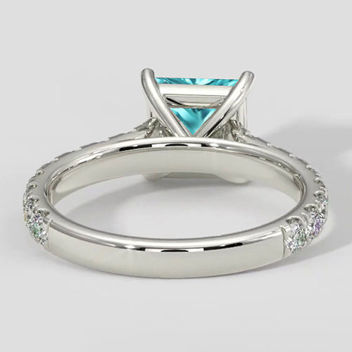 Pave Diamond Cushion Paraiba Ring