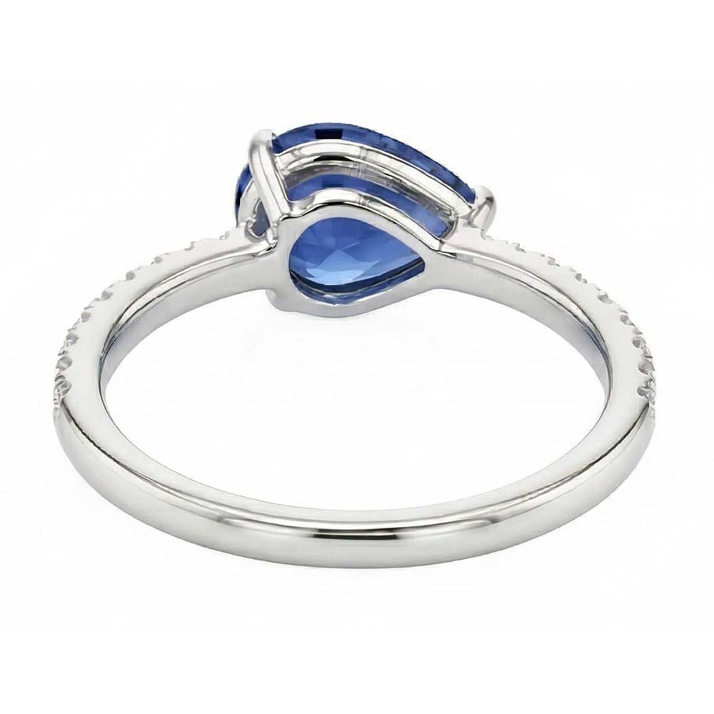 Pear Blue Sapphire Engagement Ring With Natural Earth Mined Diamond Accents 3.50 Carats