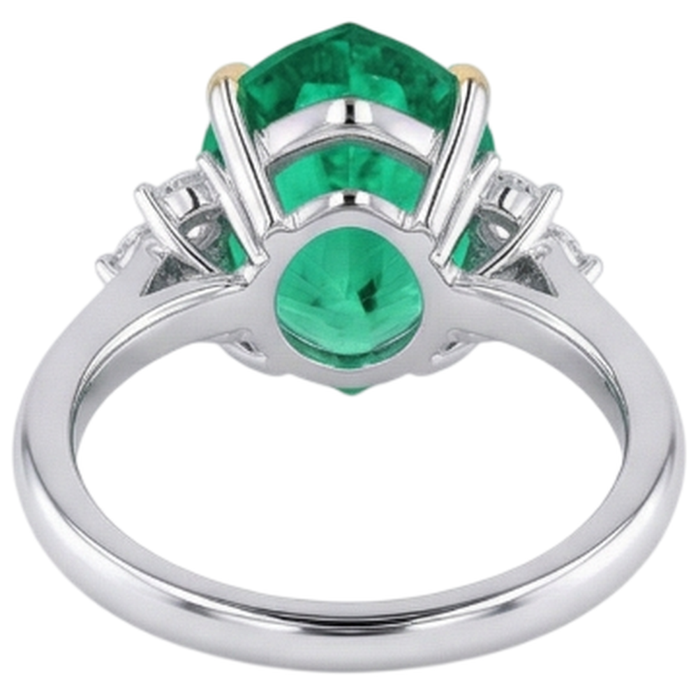 Natural Real ( Not Lab Grown ) Pear Cut Green Emerald GIA And Diamond Ring Wedding Jewelry
