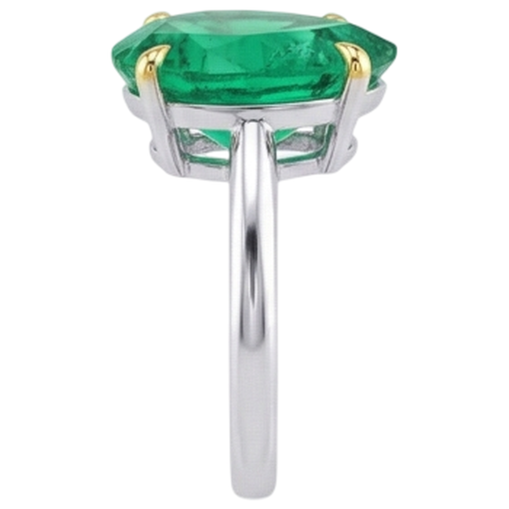 Natural Real ( Not Lab Grown ) Pear Gemstone Solitaire Ring Comfort Fit Green Emerald GIA