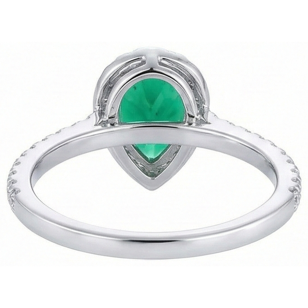 Natural Real ( Not Lab Grown ) Pear Green Emerald GIA Gemstone Ring White Gold 14K 5.35 Carats